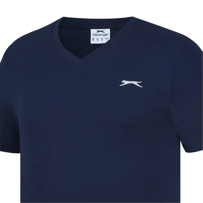 Navy - Side - Slazenger Mens Embroidered Logo Cotton T-Shirt