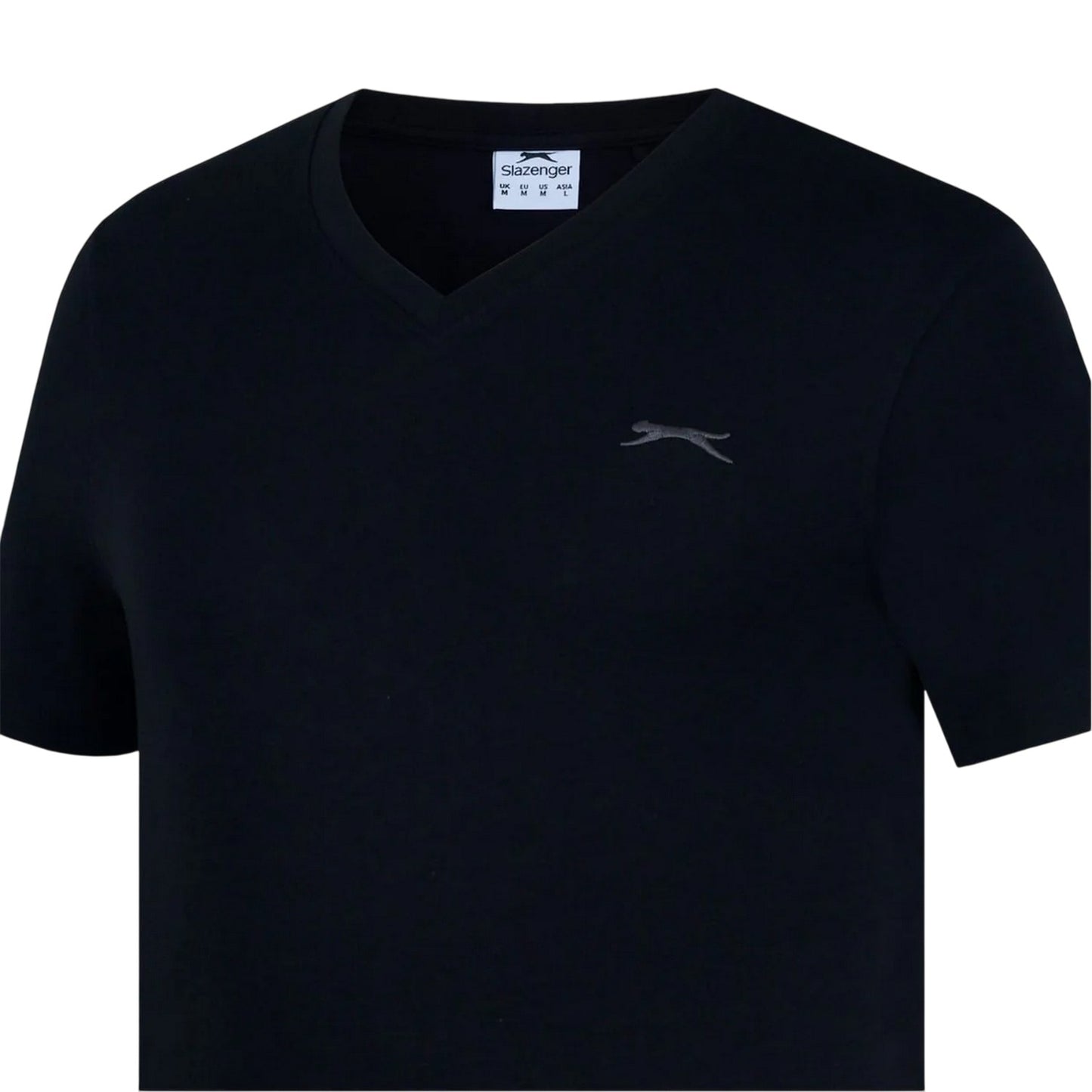 Black - Side - Slazenger Mens Embroidered Logo Cotton T-Shirt