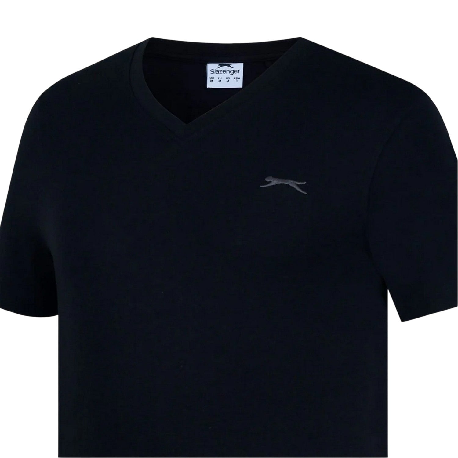 Black - Side - Slazenger Mens Embroidered Logo Cotton T-Shirt
