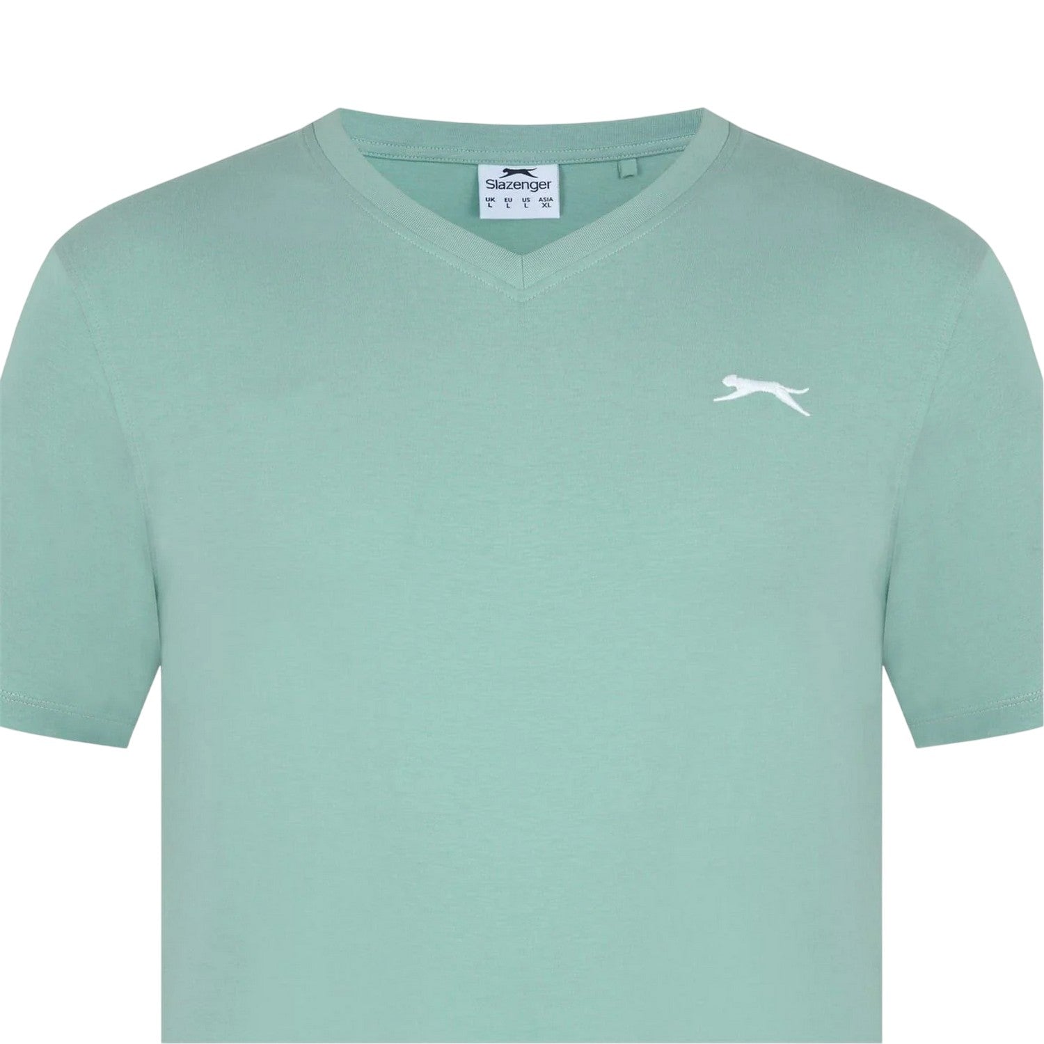 Pistachio - Side - Slazenger Mens Embroidered Logo Cotton T-Shirt
