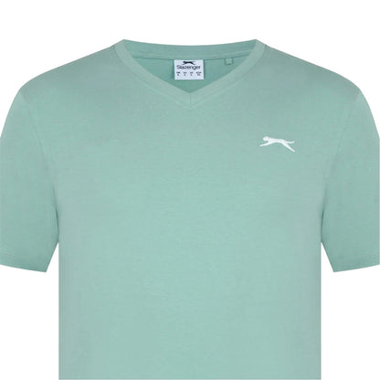 Pistachio - Side - Slazenger Mens Embroidered Logo Cotton T-Shirt
