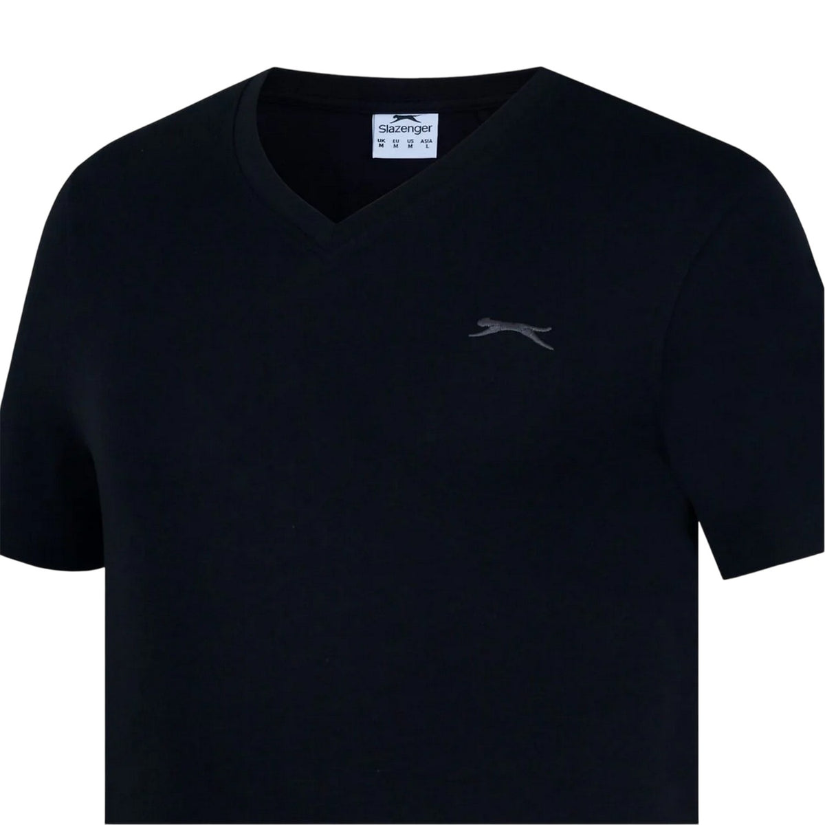 Black - Side - Slazenger Mens Embroidered Logo Cotton T-Shirt