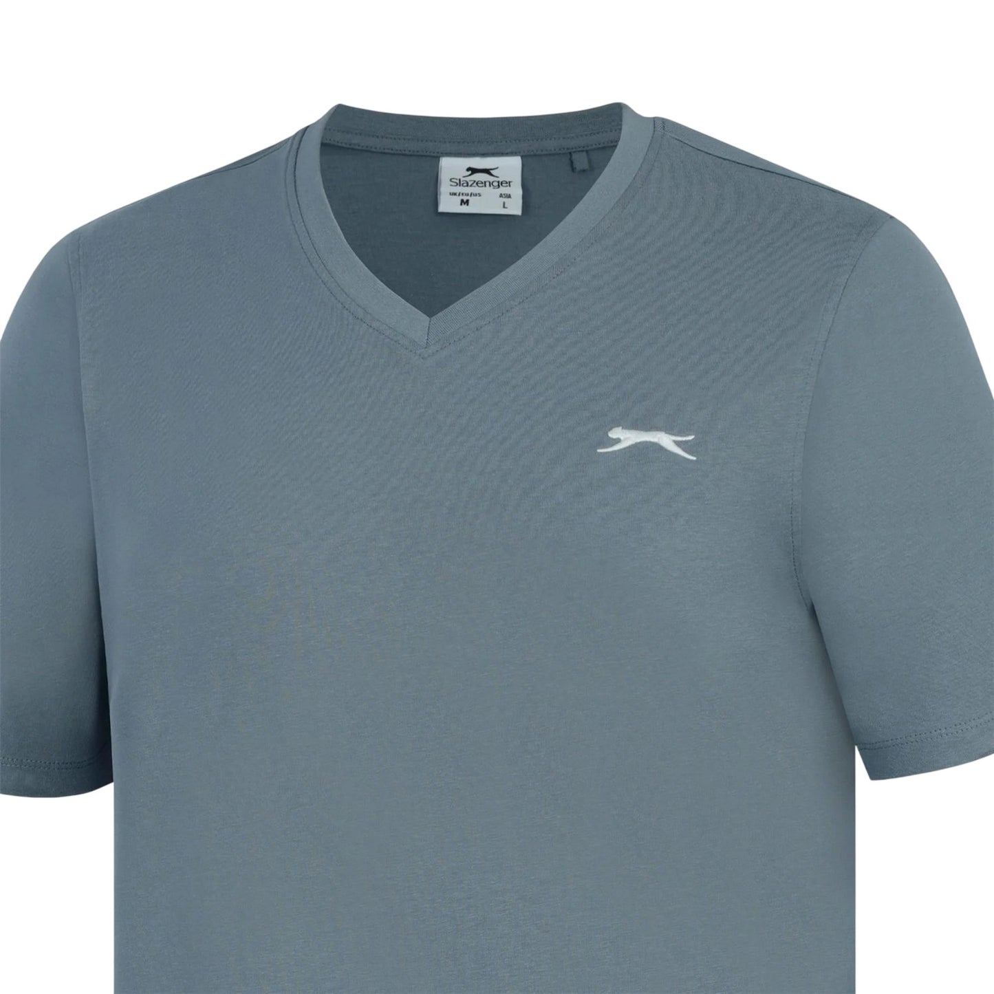Slate Blue - Side - Slazenger Mens Embroidered Logo Cotton T-Shirt
