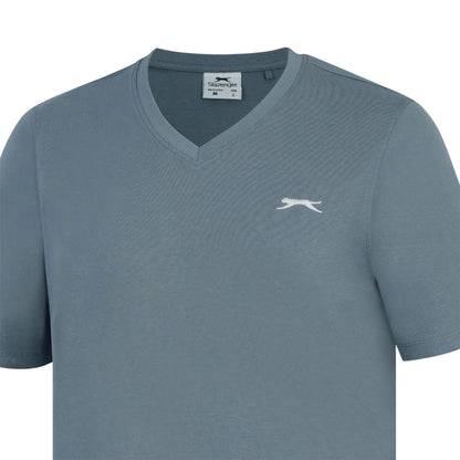 Slate Blue - Side - Slazenger Mens Embroidered Logo Cotton T-Shirt