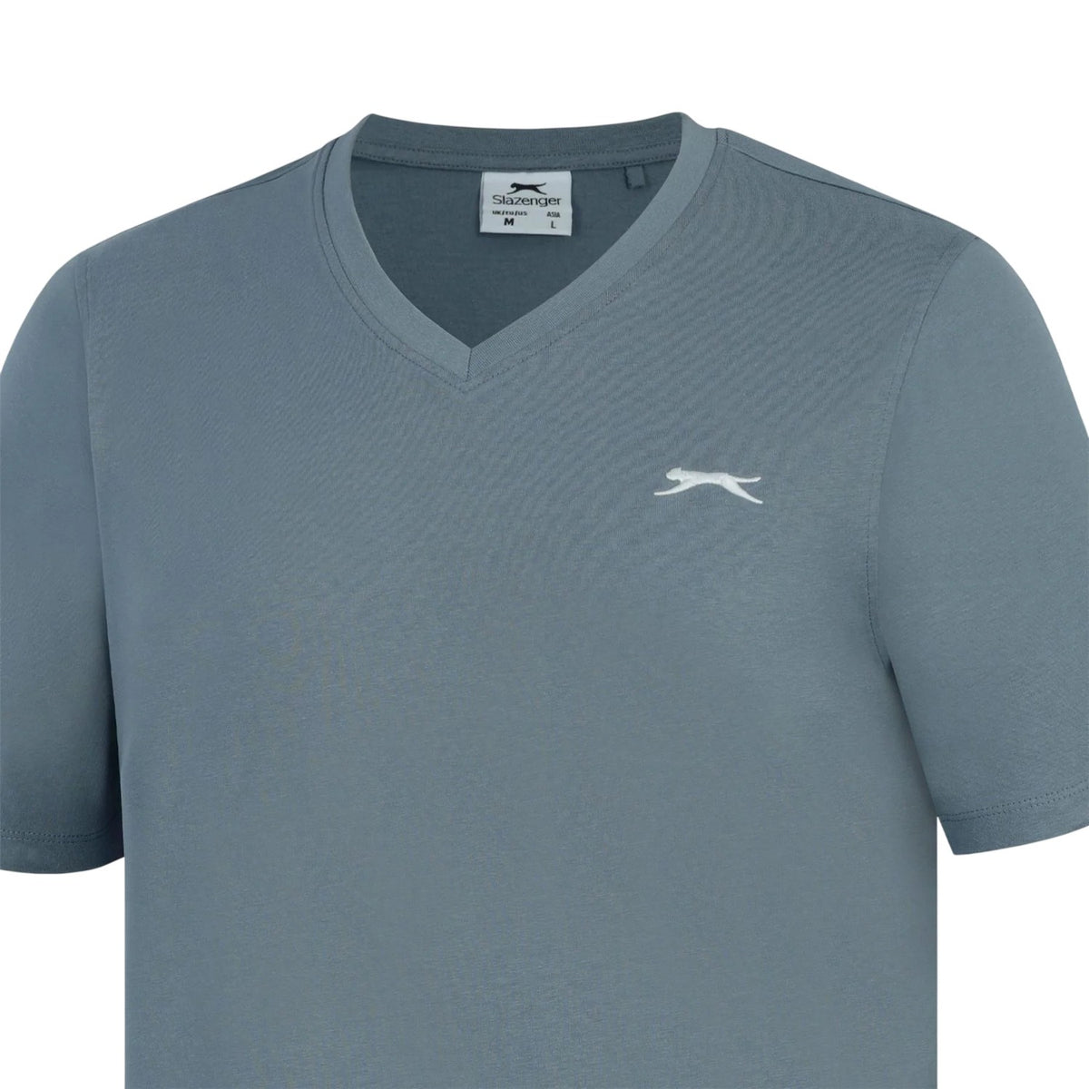 Slate Blue - Side - Slazenger Mens Embroidered Logo Cotton T-Shirt