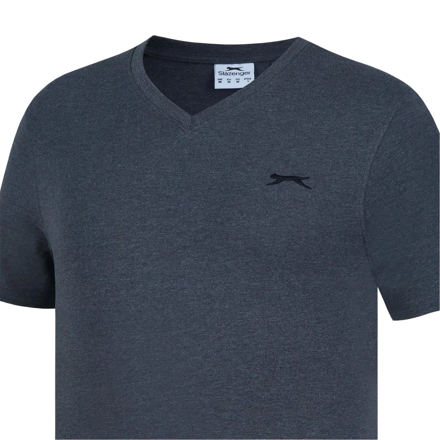 Charcoal Marl - Side - Slazenger Mens Embroidered Logo Cotton T-Shirt