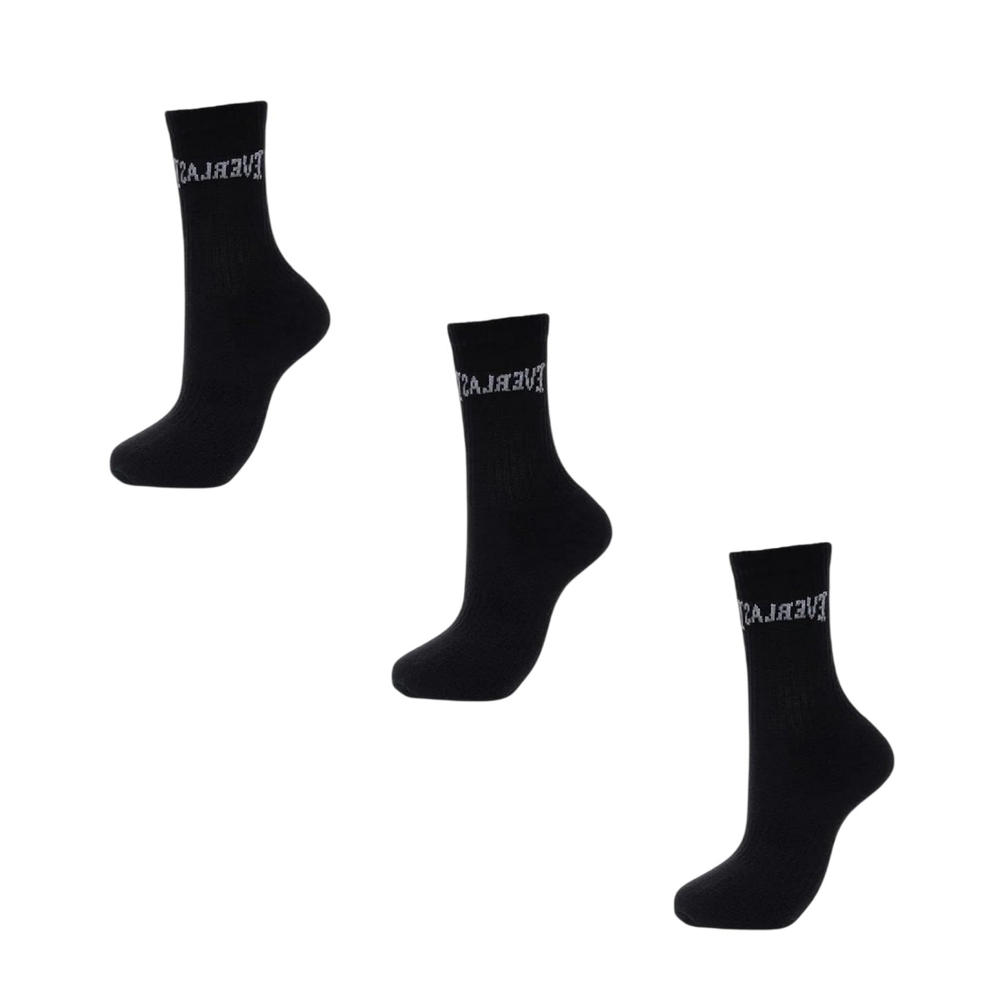 Black - Back - Everlast Womens-Ladies Logo Crew Socks (Pack of 3)