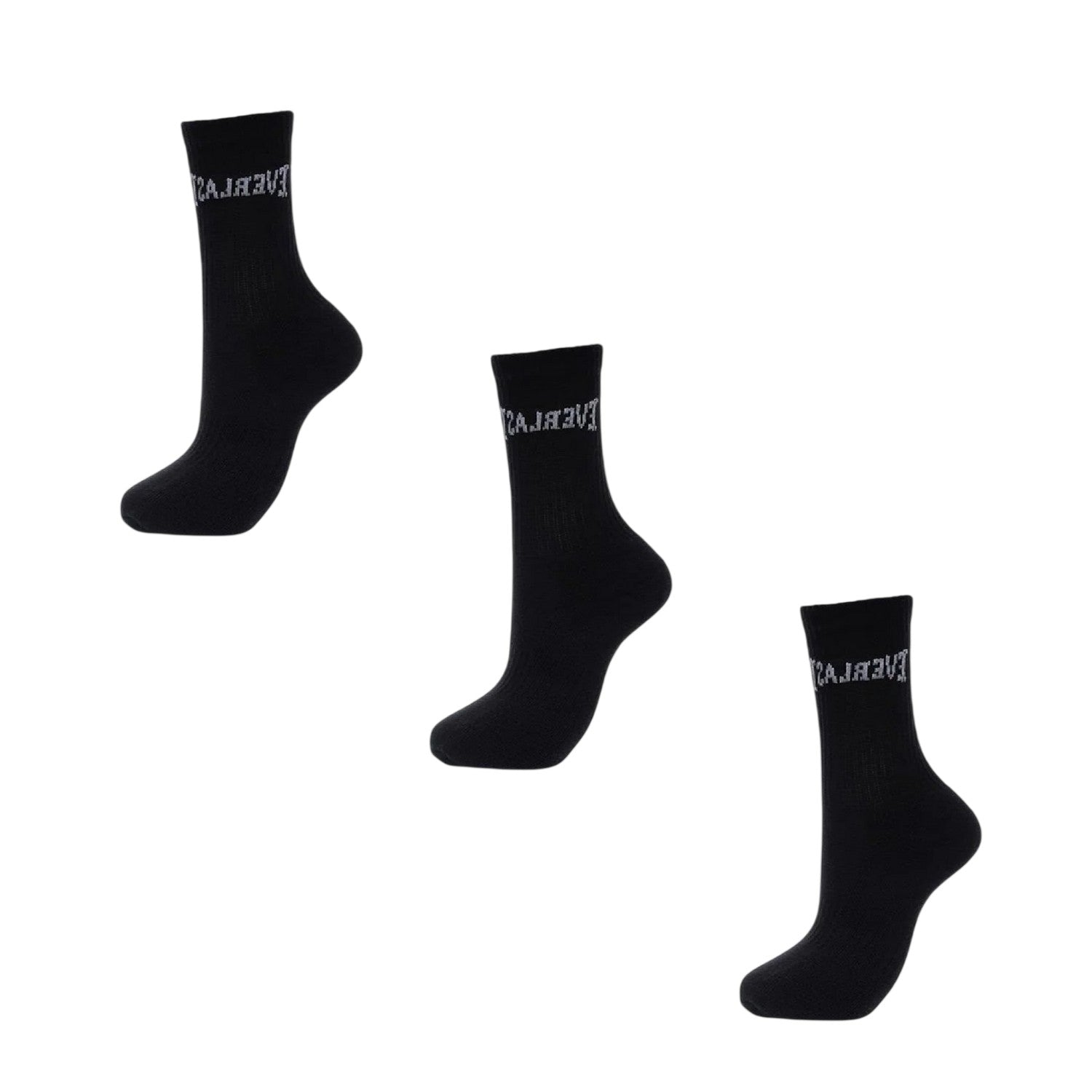 Black - Back - Everlast Womens-Ladies Logo Crew Socks (Pack of 3)