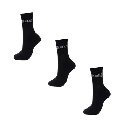 Black - Back - Everlast Womens-Ladies Logo Crew Socks (Pack of 3)