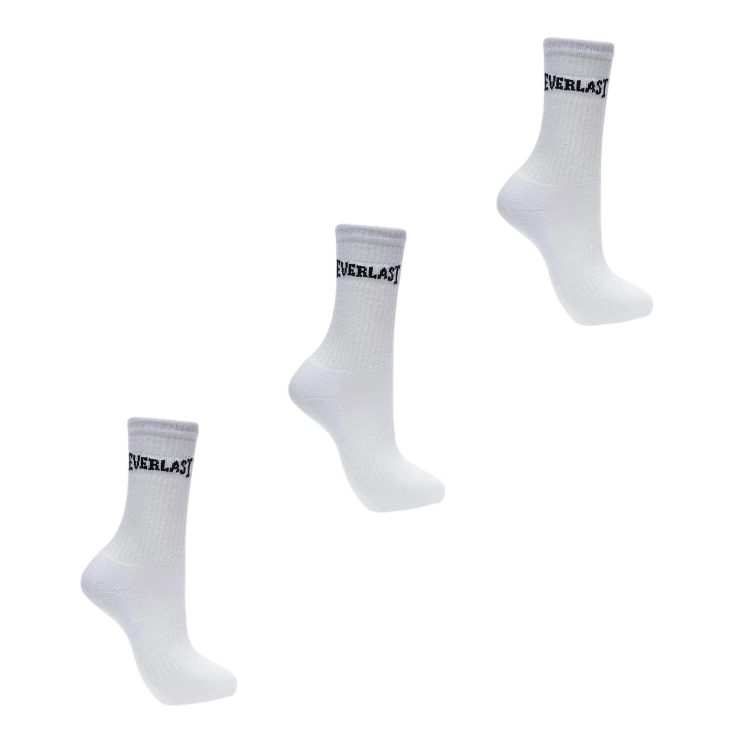 White - Front - Everlast Womens-Ladies Logo Crew Socks (Pack of 3)