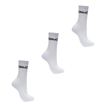 White - Front - Everlast Womens-Ladies Logo Crew Socks (Pack of 3)
