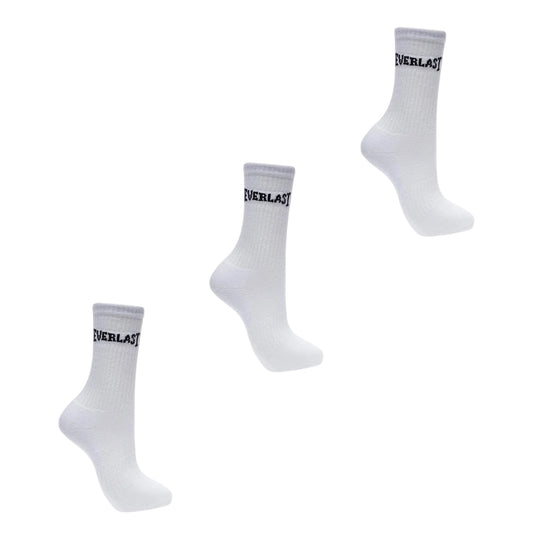 White - Front - Everlast Womens-Ladies Logo Crew Socks (Pack of 3)