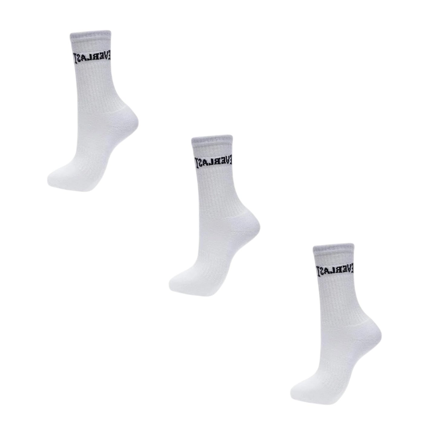 White - Back - Everlast Womens-Ladies Logo Crew Socks (Pack of 3)