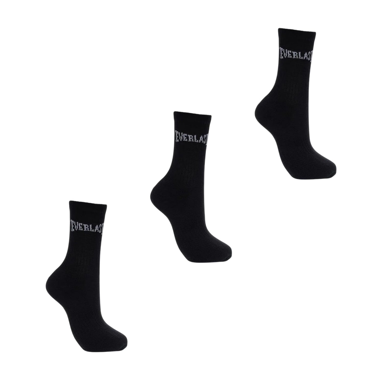 Black - Front - Everlast Womens-Ladies Logo Crew Socks (Pack of 3)