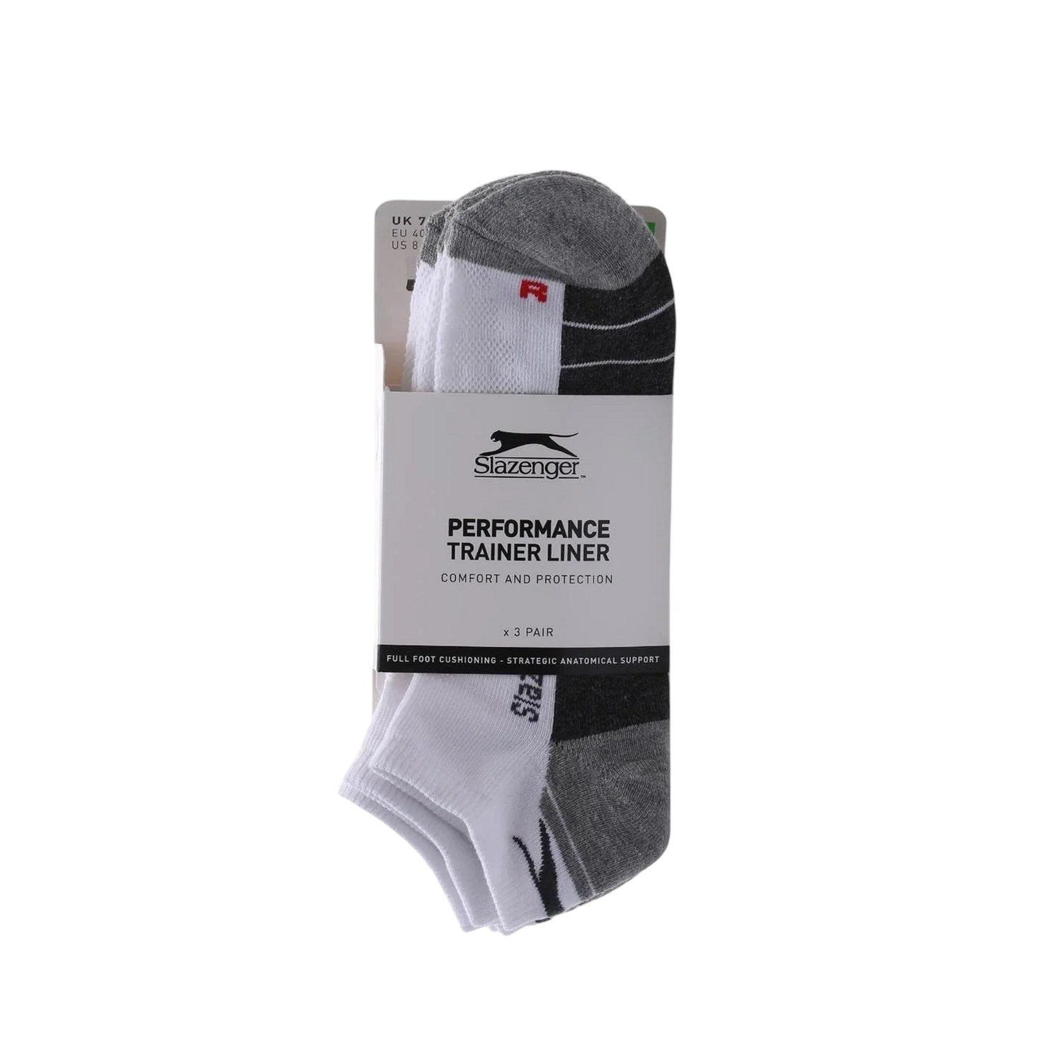 White - Side - Slazenger Mens Cushioned Trainer Socks (Pack of 3)