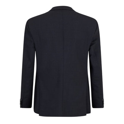 Dark Grey - Back - Boss Mens Logo Wool Flap Pocket Suit Jacket
