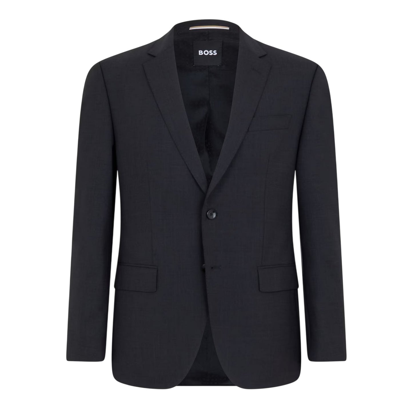 Dark Grey - Front - Boss Mens Logo Wool Flap Pocket Suit Jacket