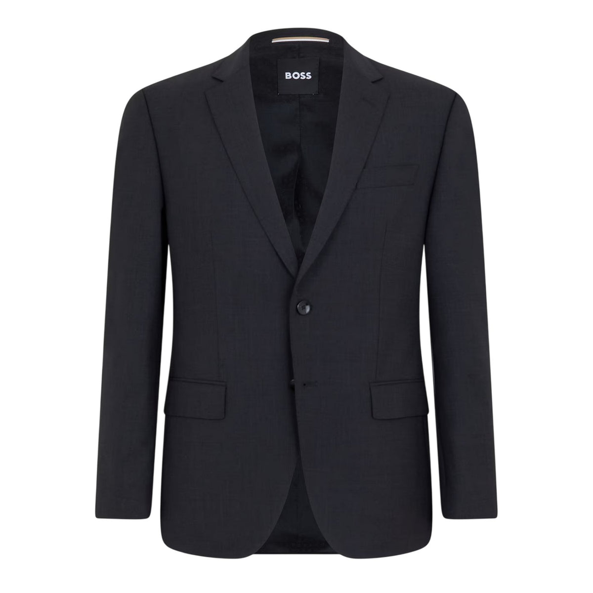 Dark Grey - Front - Boss Mens Logo Wool Flap Pocket Suit Jacket