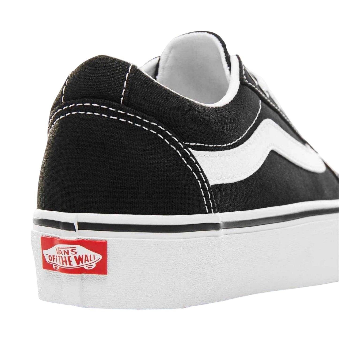 Black-White - Back - Vans Womens-Ladies Ward Platform Trainers