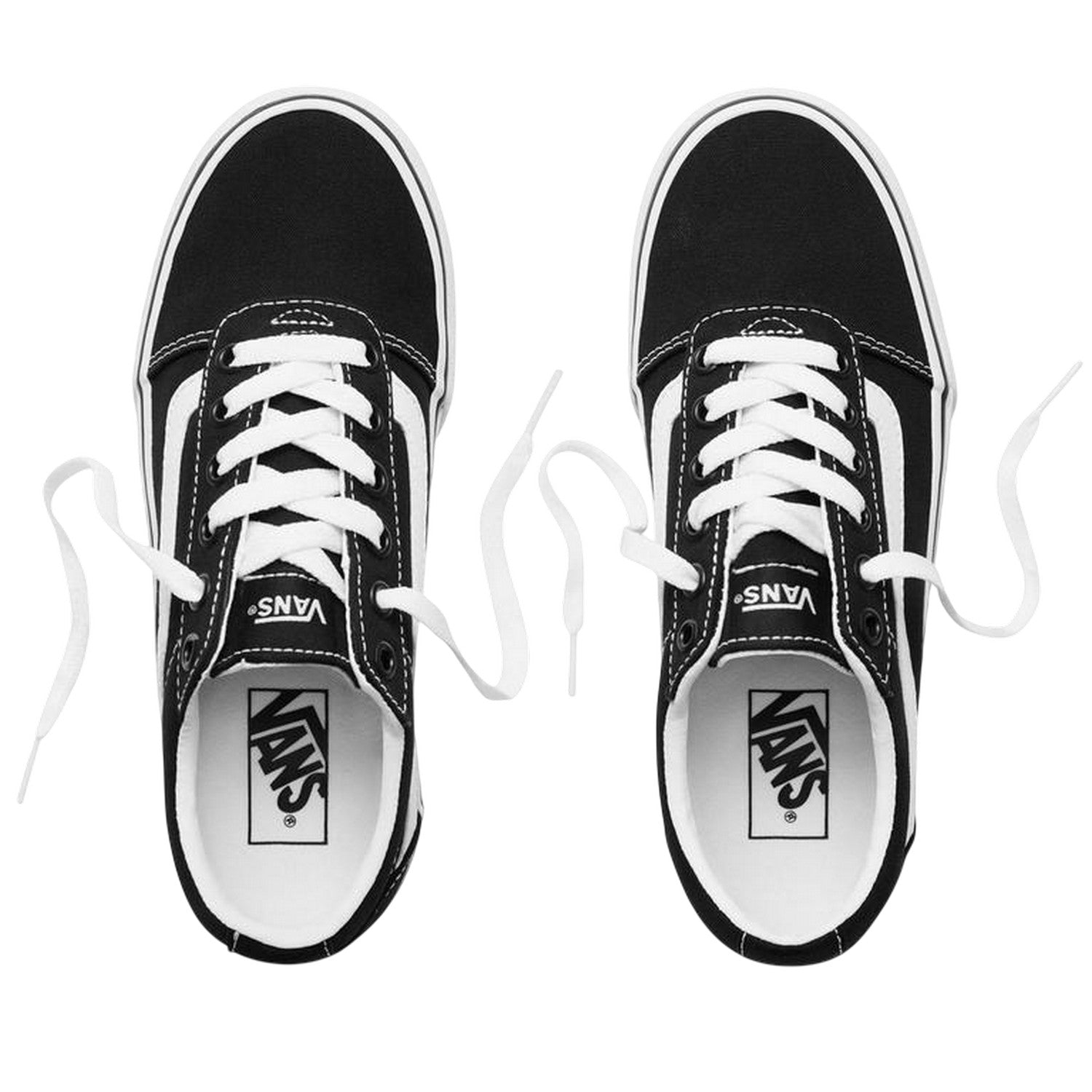 Black-White - Side - Vans Womens-Ladies Ward Platform Trainers