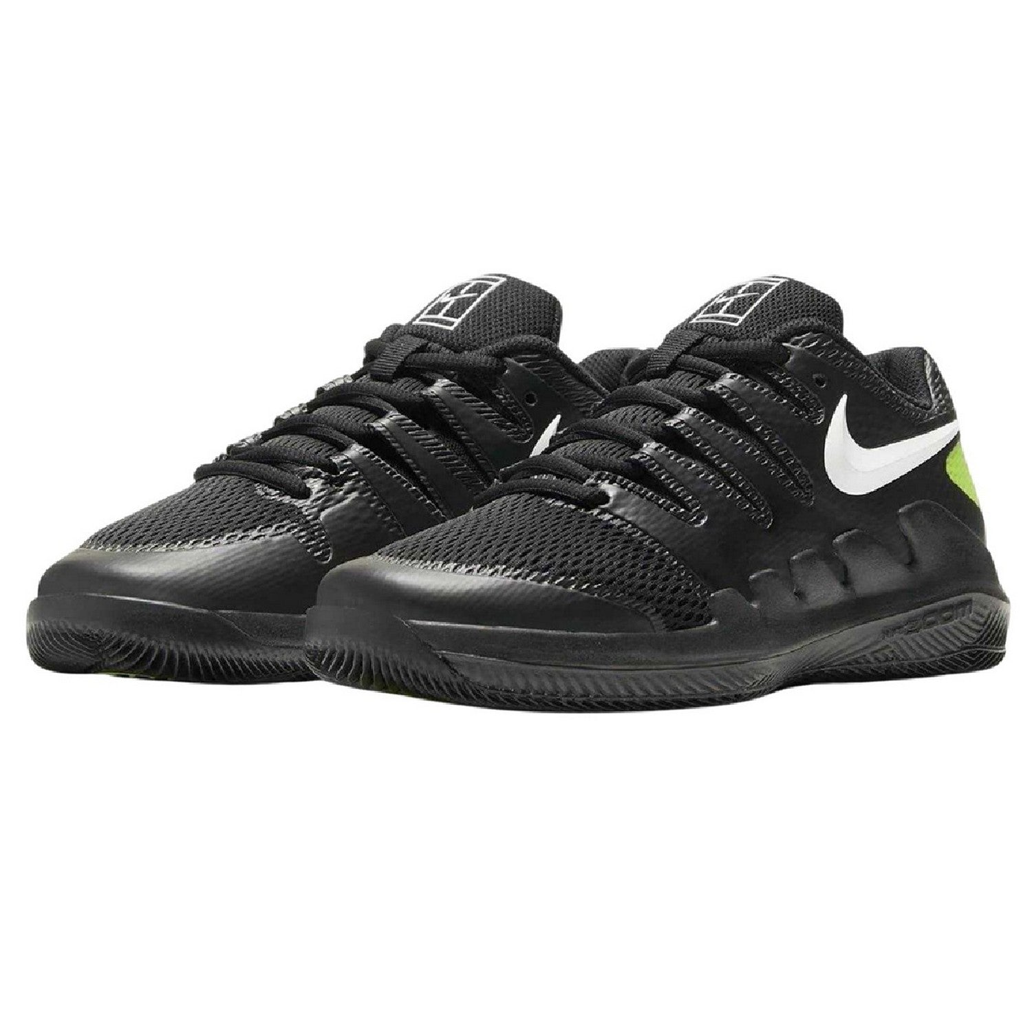 Black - Back - Nike Childrens-Kids Vapor Tennis Shoes