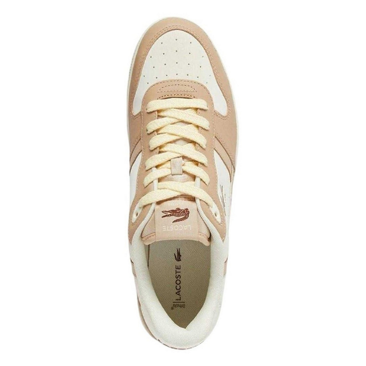 Light Brown - Lifestyle - Lacoste Mens T-Clip Leather Low Cut Flat Trainers