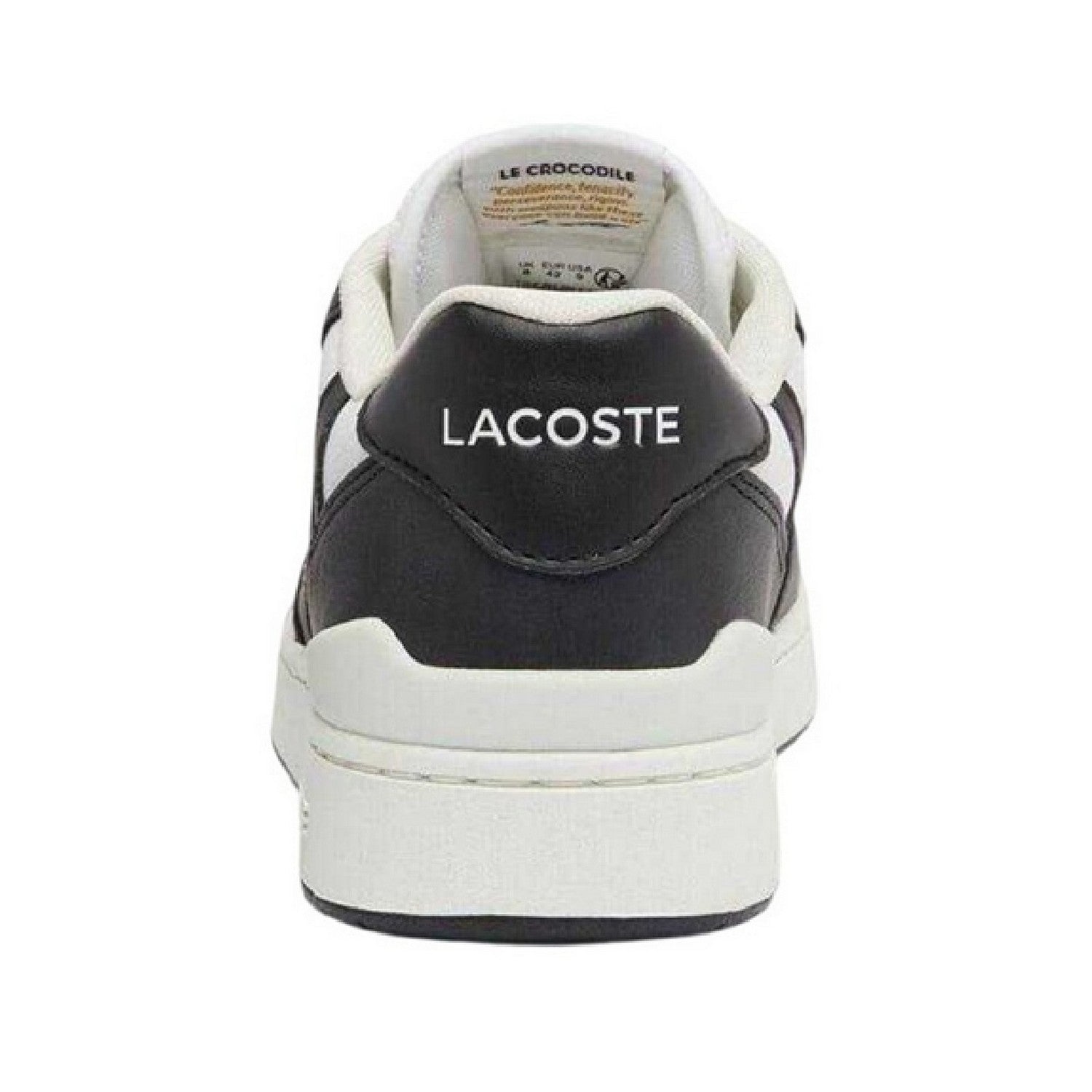 White-Black - Back - Lacoste Mens T-Clip Leather Low Cut Flat Trainers