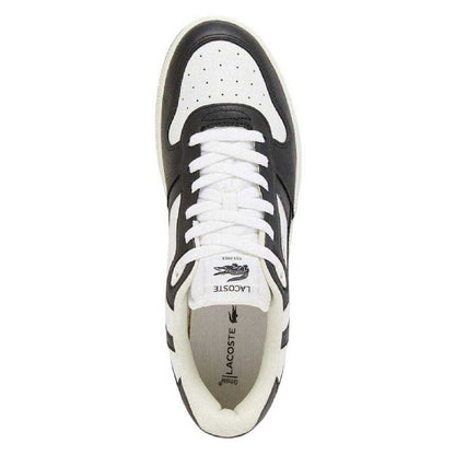 White-Black - Side - Lacoste Mens T-Clip Leather Low Cut Flat Trainers