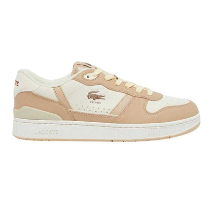 Light Brown - Front - Lacoste Mens T-Clip Leather Low Cut Flat Trainers