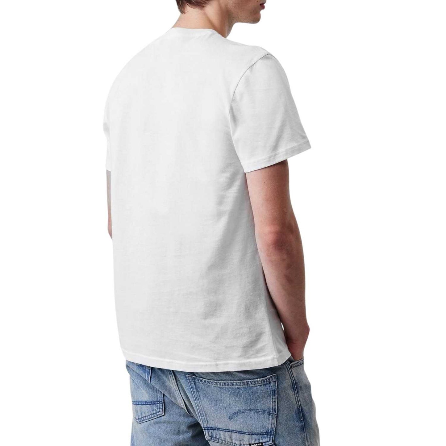 White - Back - G-Star Mens Lettering Crew Neck T-Shirt