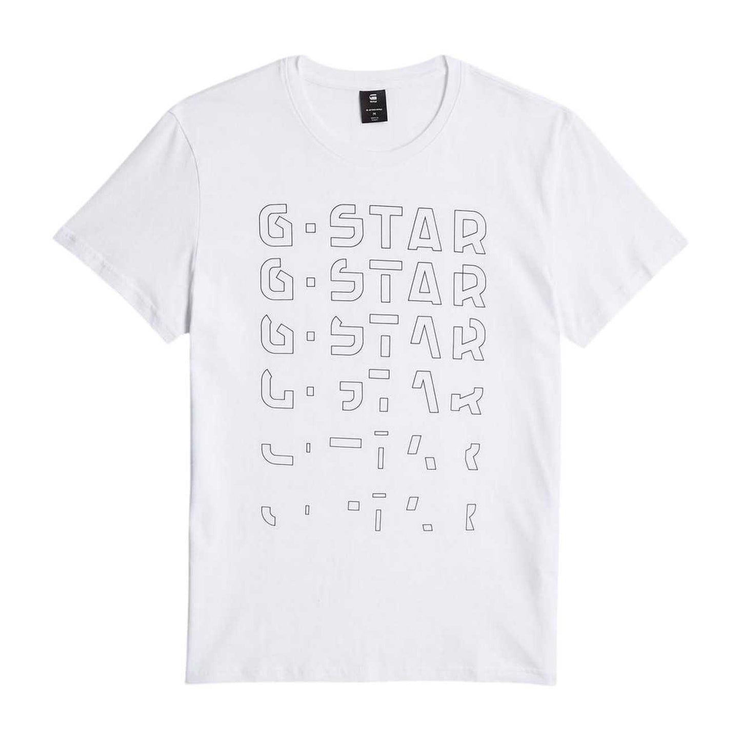 White - Front - G-Star Mens Lettering Crew Neck T-Shirt
