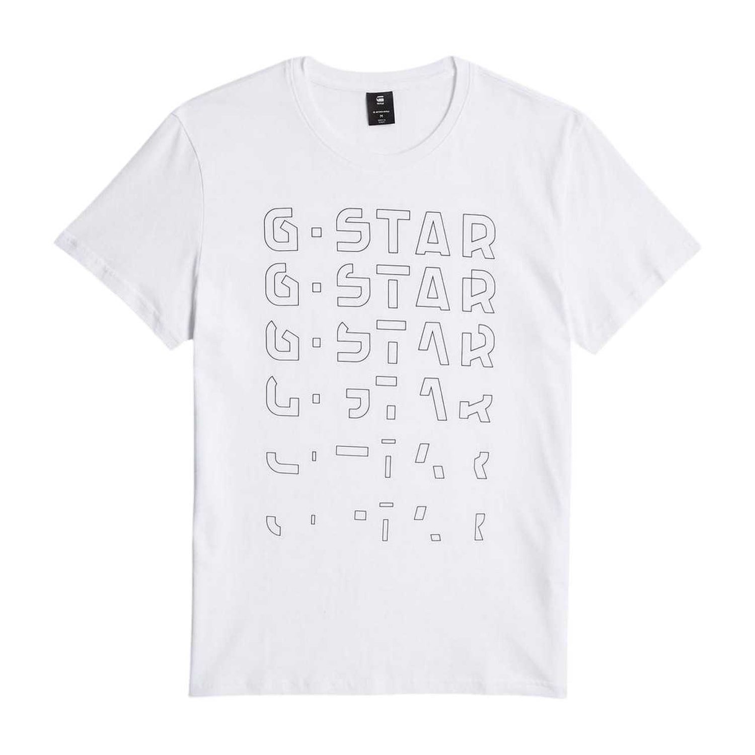 White - Front - G-Star Mens Lettering Crew Neck T-Shirt