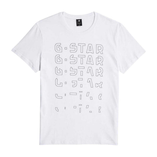 White - Front - G-Star Mens Lettering Crew Neck T-Shirt