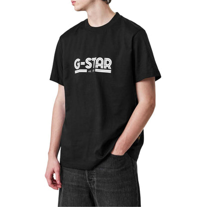 Dark Black - Side - G-Star Mens Line Script Lettering T-Shirt