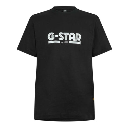 Dark Black - Front - G-Star Mens Line Script Lettering T-Shirt