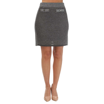 Gunmetal - Front - Ted Baker Womens-Ladies Sanniaa Metallic Knitted Mini Skirt