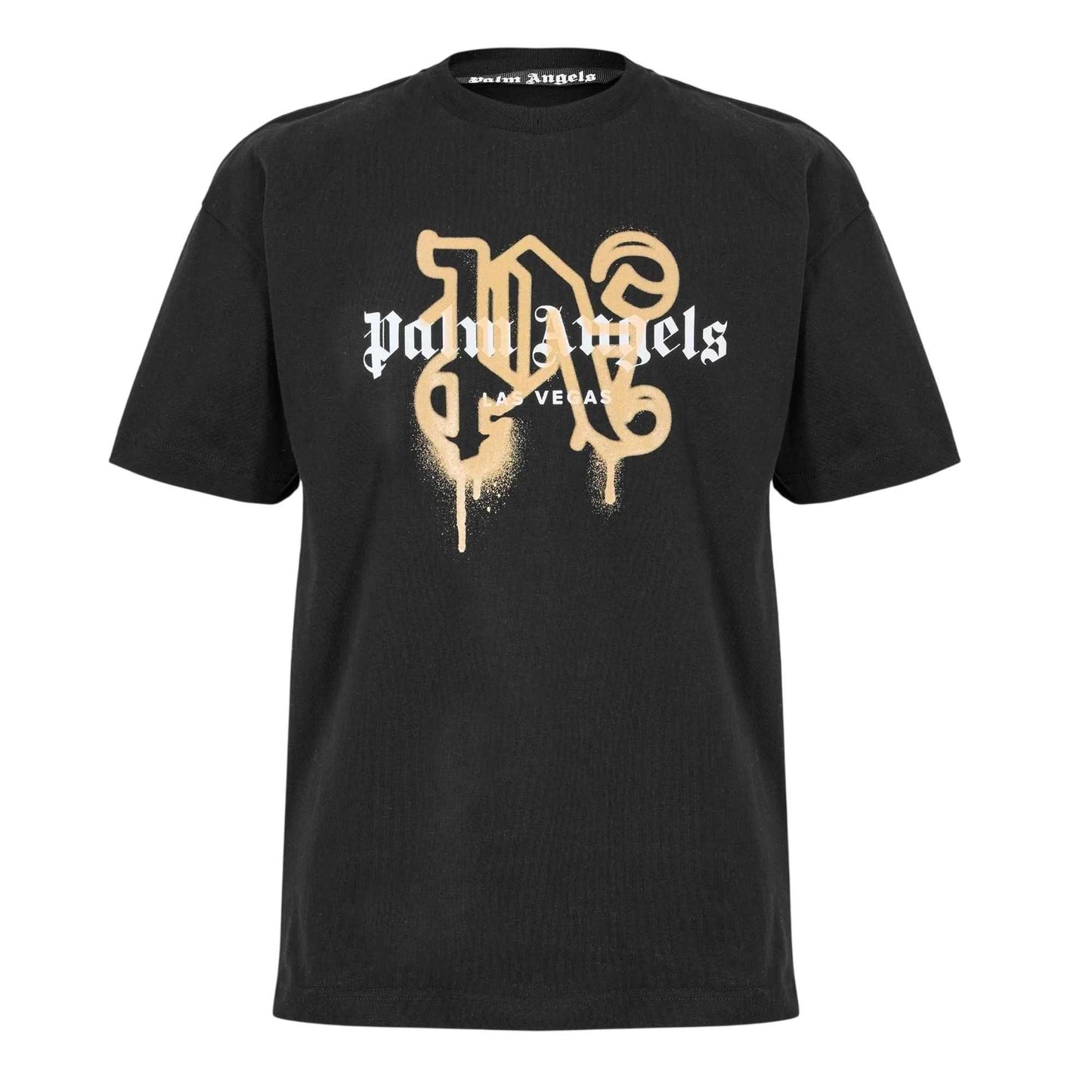Black-Gold - Front - Palm Angels Unisex Adult Las Vegas Spray T-Shirt