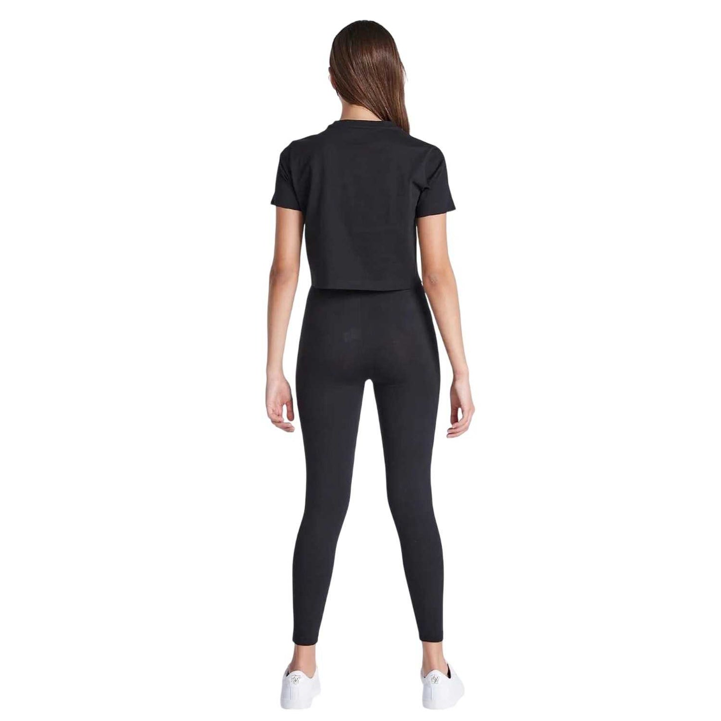 Black - Back - SikSilk Womens-Ladies Logo Regular Crop T-Shirt