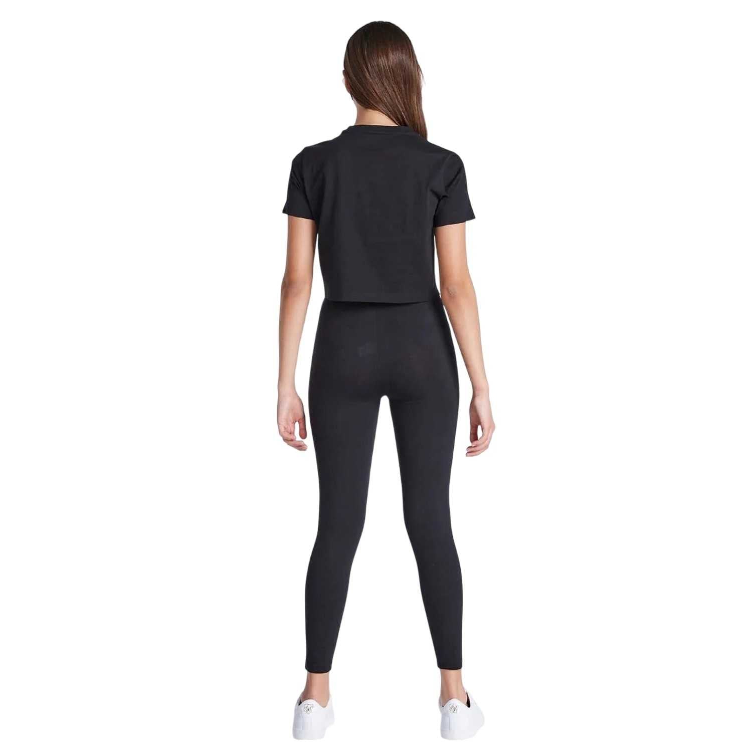 Black - Back - SikSilk Womens-Ladies Logo Regular Crop T-Shirt