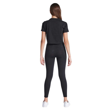 Black - Back - SikSilk Womens-Ladies Logo Regular Crop T-Shirt