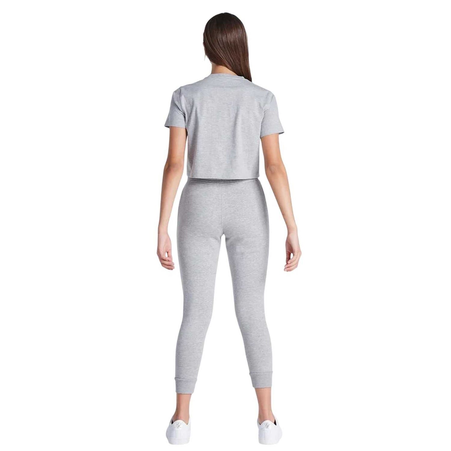 Grey Marl - Back - SikSilk Womens-Ladies Logo Regular Crop T-Shirt