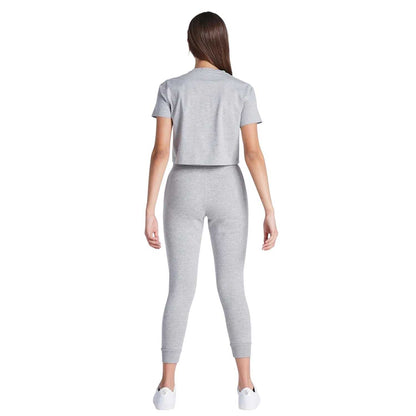 Grey Marl - Back - SikSilk Womens-Ladies Logo Regular Crop T-Shirt