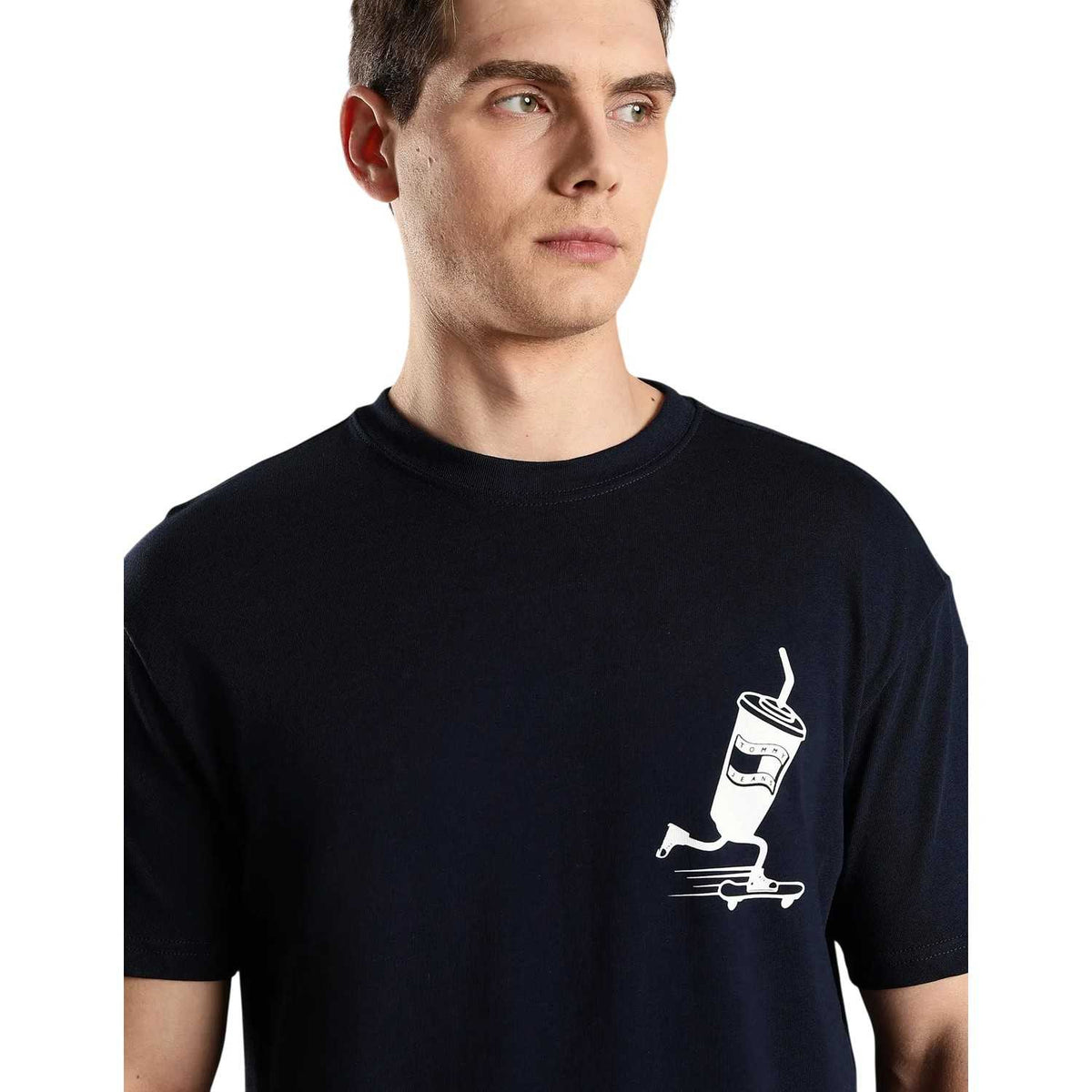 Dark Navy - Back - Tommy Jeans Mens Graphic Print Cotton Regular T-Shirt