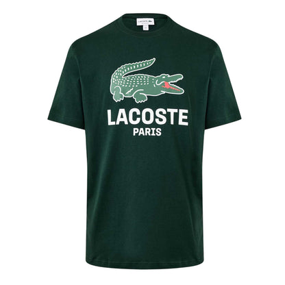 Dark Green - Front - Lacoste Mens Paris Logo T-Shirt