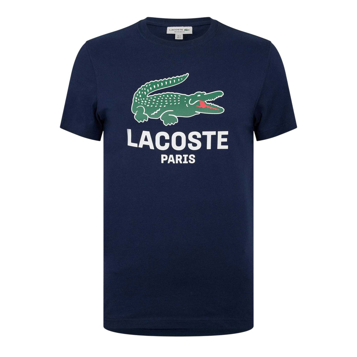 Navy Blue - Front - Lacoste Mens Paris Logo T-Shirt