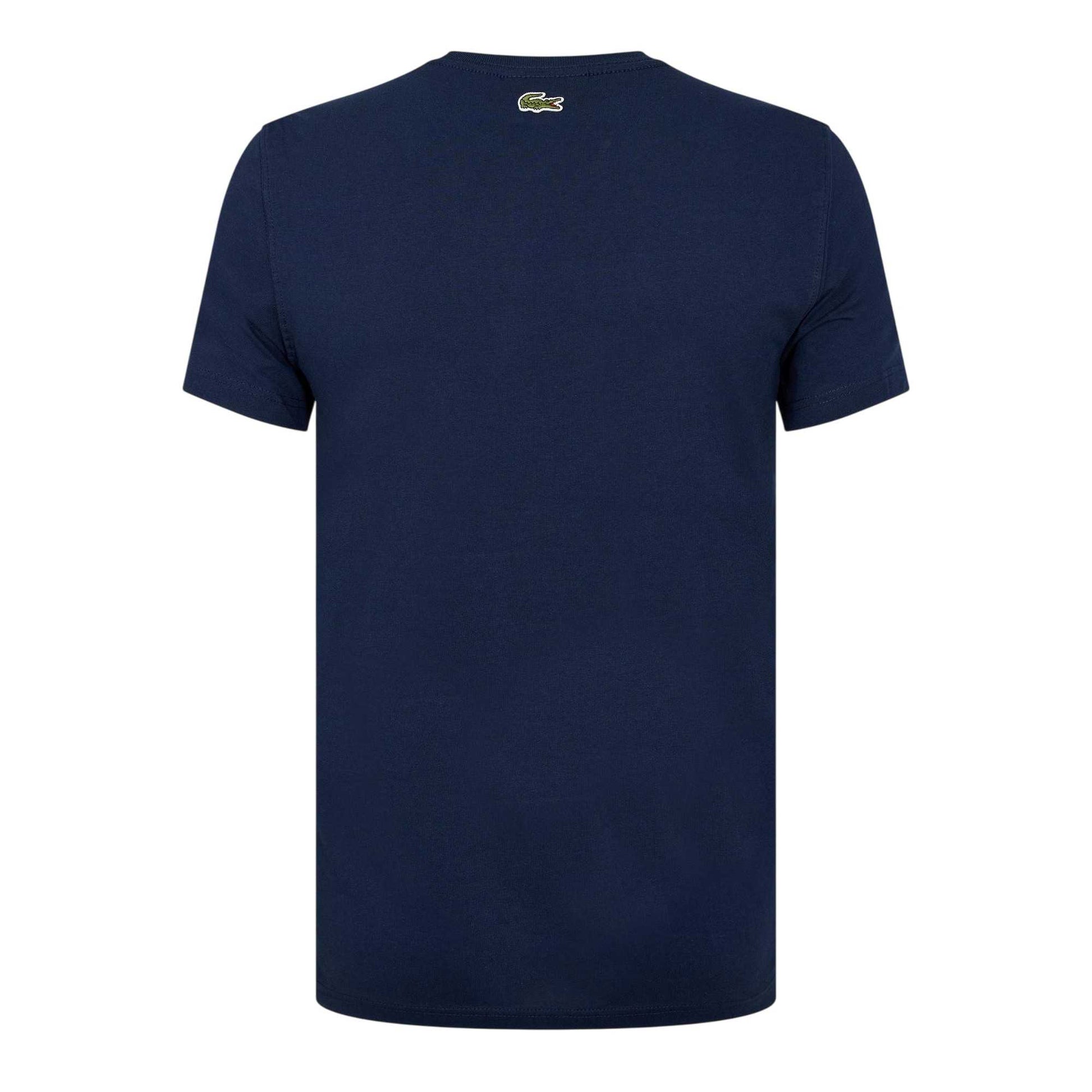 Navy Blue - Back - Lacoste Mens Paris Logo T-Shirt