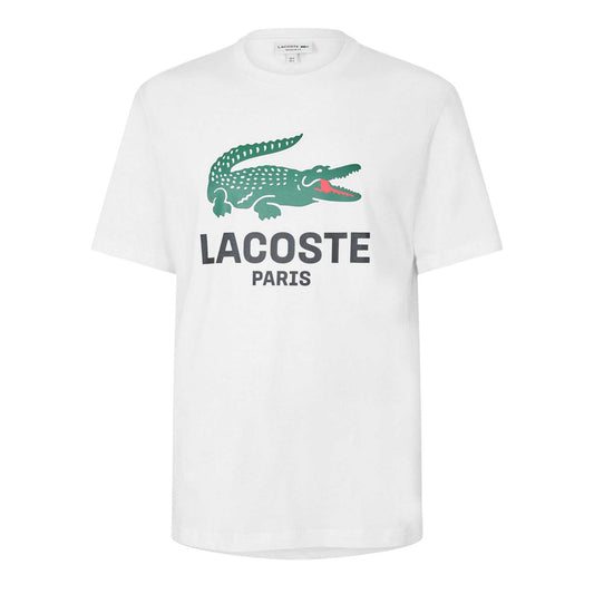 White - Front - Lacoste Mens Paris Logo T-Shirt
