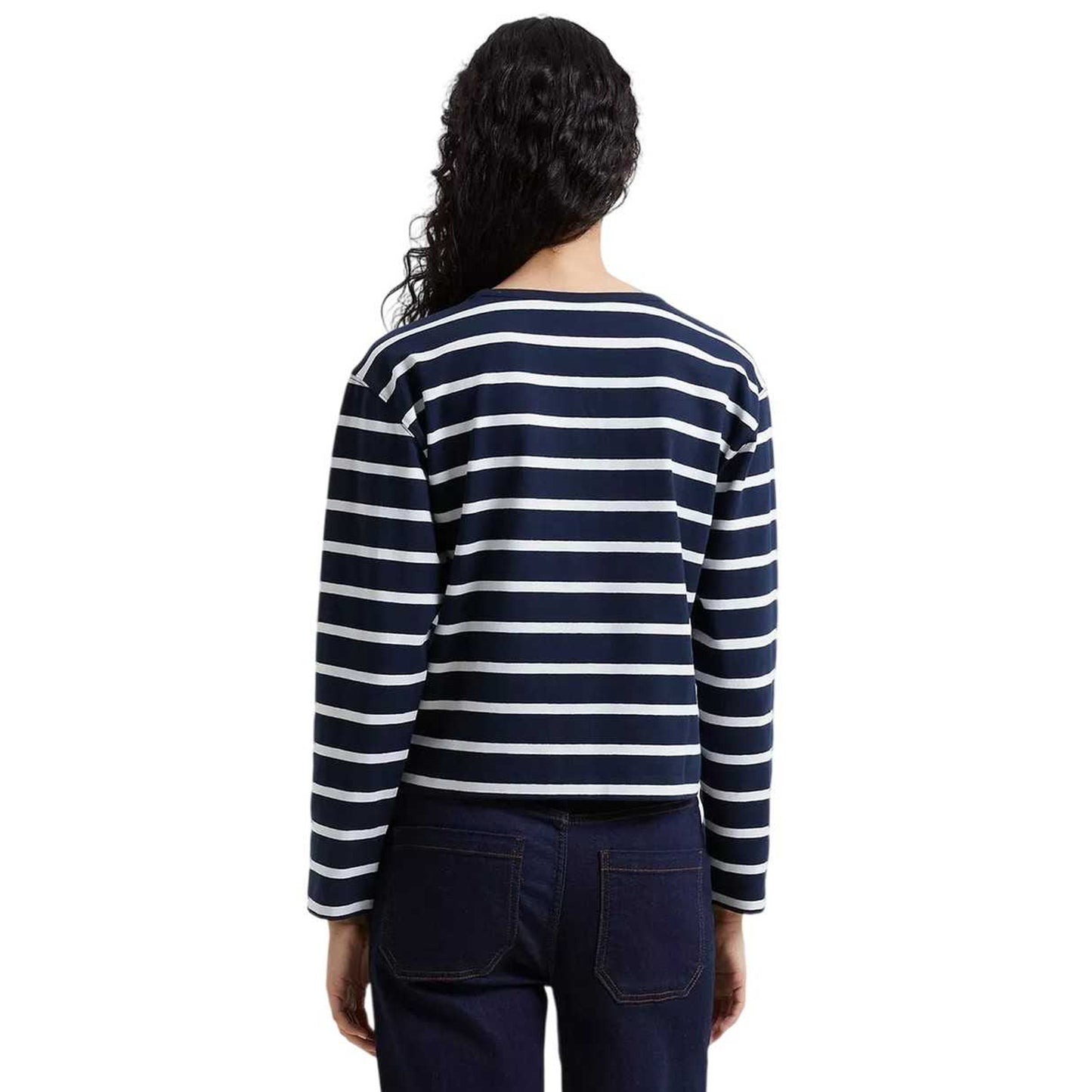 White Marine - Back - French Connection Womens-Ladies Rallie Striped Regular T-Shirt