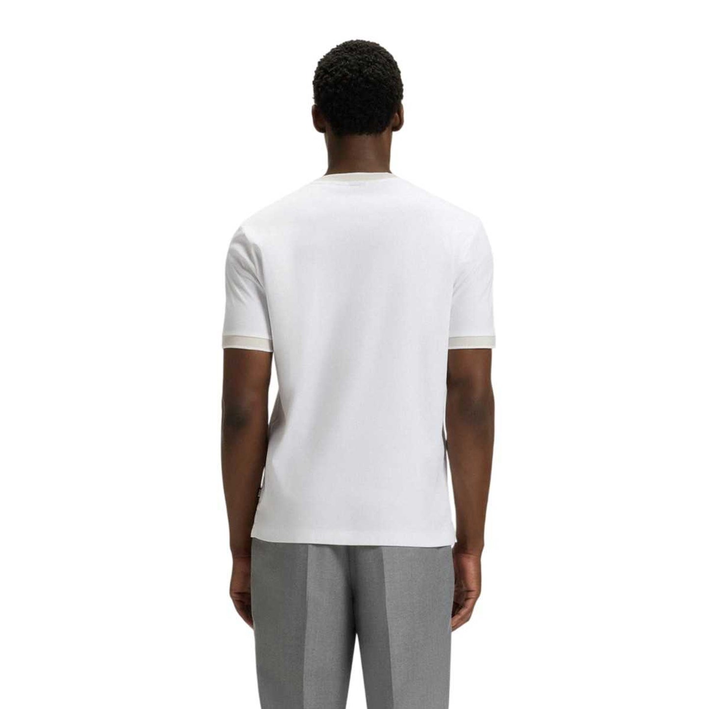 White - Back - Boss Mens Contrast Detail T-Shirt