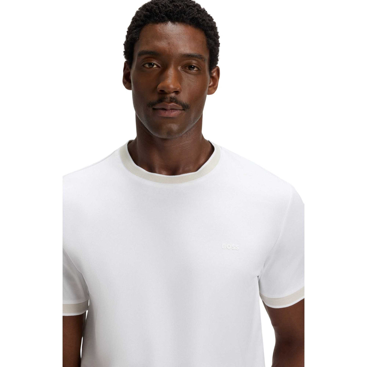White - Side - Boss Mens Contrast Detail T-Shirt